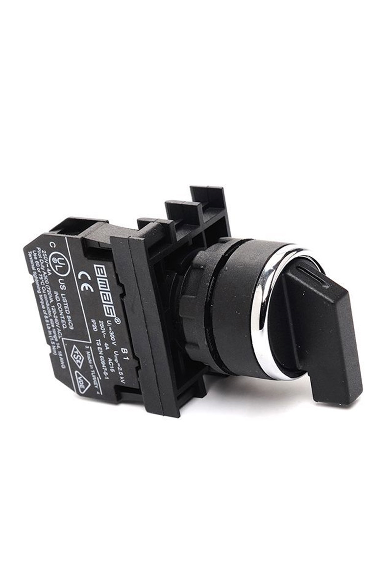 Emas B101S31 B Serisi Plastik 2NO (II-0-I) 60° Seçici Tek Dönüşlü 22 mm Buton