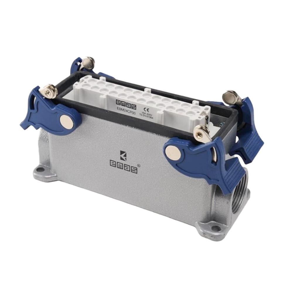 Emas EBM24PD14 Metal 24 Kontak Duvar Tipi Priz 16A Yandan Girişli 4 Mandallı