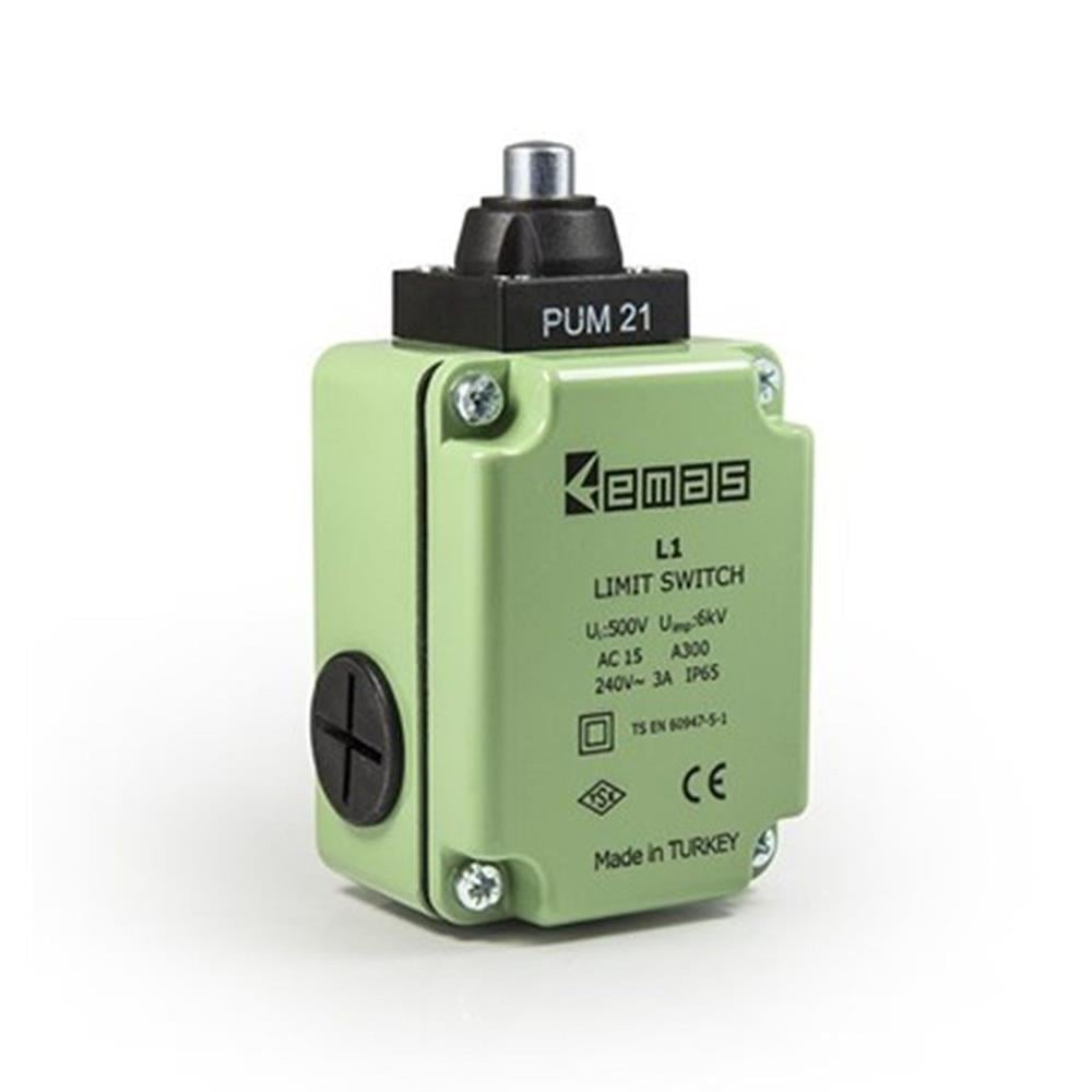 Emas L1K13PUM211 L1 Metal Gövde 10 mm Metal Pim Ani Hareketli 1NO+1NC Sınır Şalter