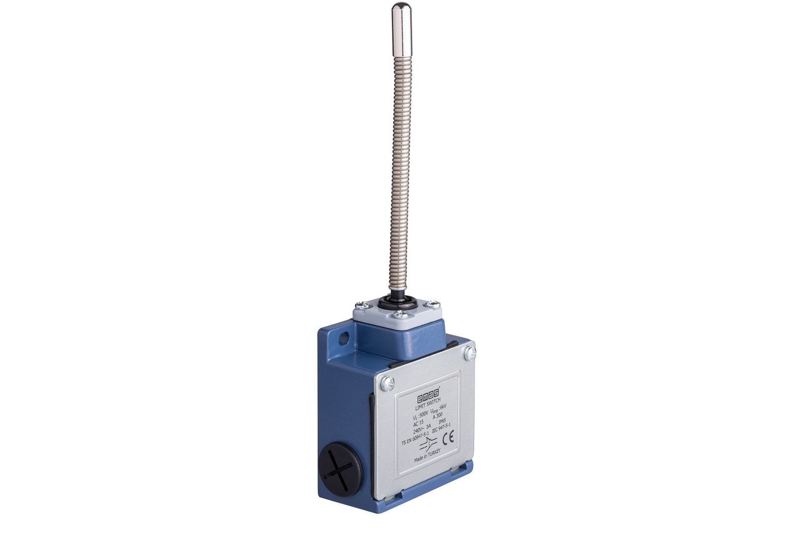 Emas L53K13SOM102 L53 Metal Gövde 7 mm Küt Metal Uç Metal Yay Kol Ani Hareketli 1NO+1NC Sınır Şalter