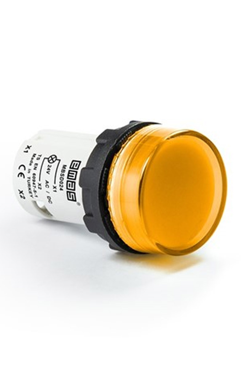 Emas MBSD024SMB Serisi Plastik LED'li 24V AC/DC Sarı 22 mm Sinyal