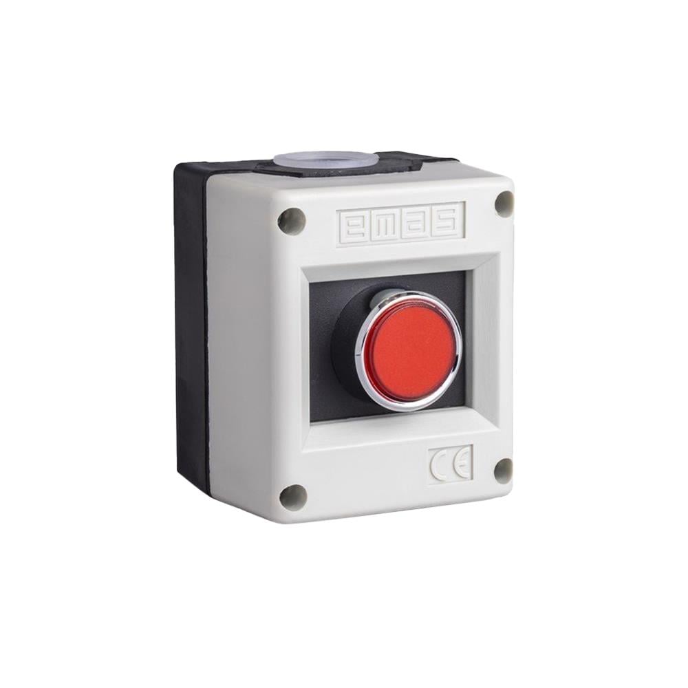 Emas PK1K PK Serisi Plastik 1 Gözlü DK + KB14K Gri-Siyah Kumanda Kutusu