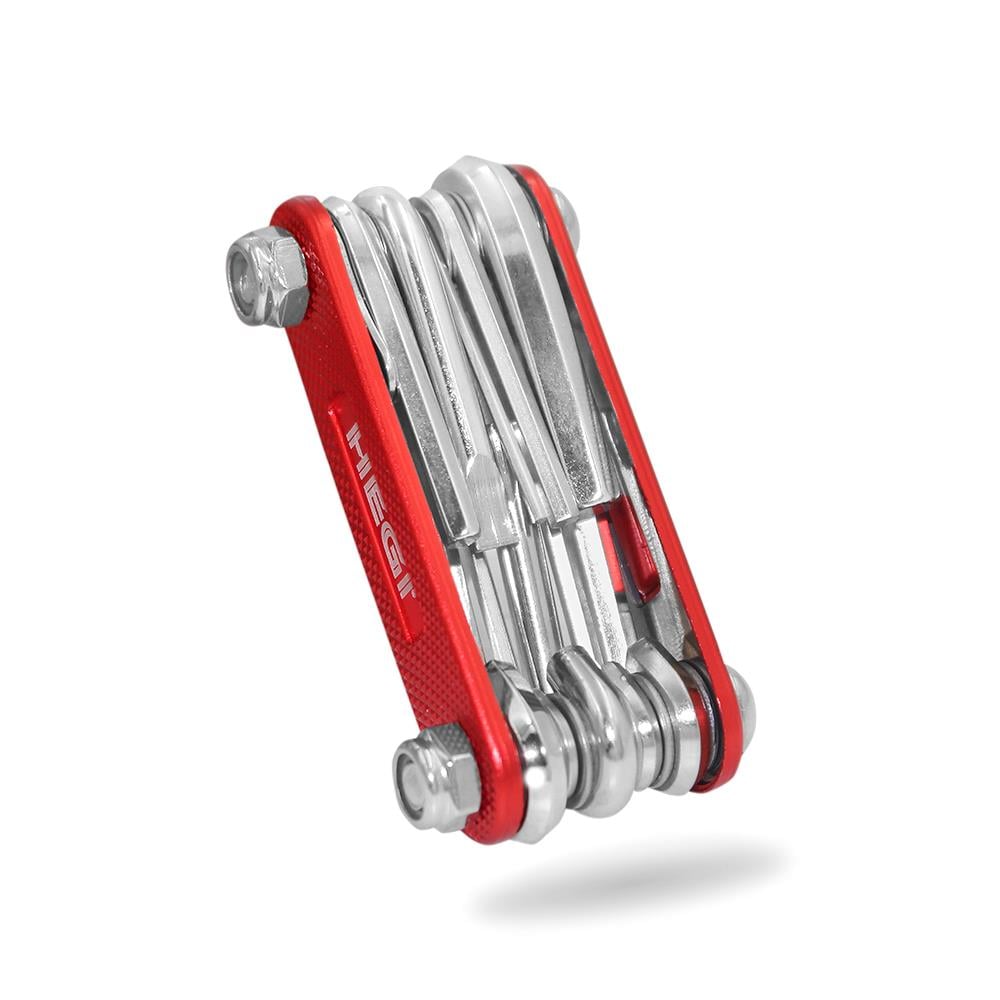 Hegi 10 Fonksiyonlu Paslanmaz Çelik Bisiklet Tamir Aleti - Kırmızı