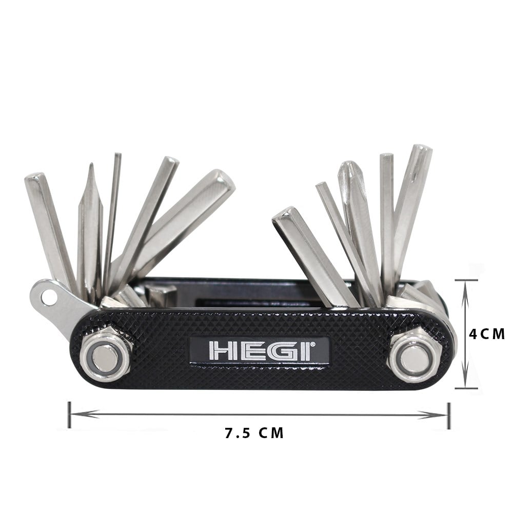 Hegi 10 Fonksiyonlu Paslanmaz Çelik Bisiklet Tamir Aleti - Siyah