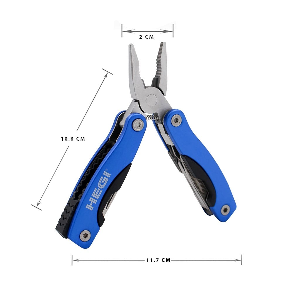 Hegi 10 Fonksiyonlu Paslanmaz Çelik Kamp Pensesi - Mavi