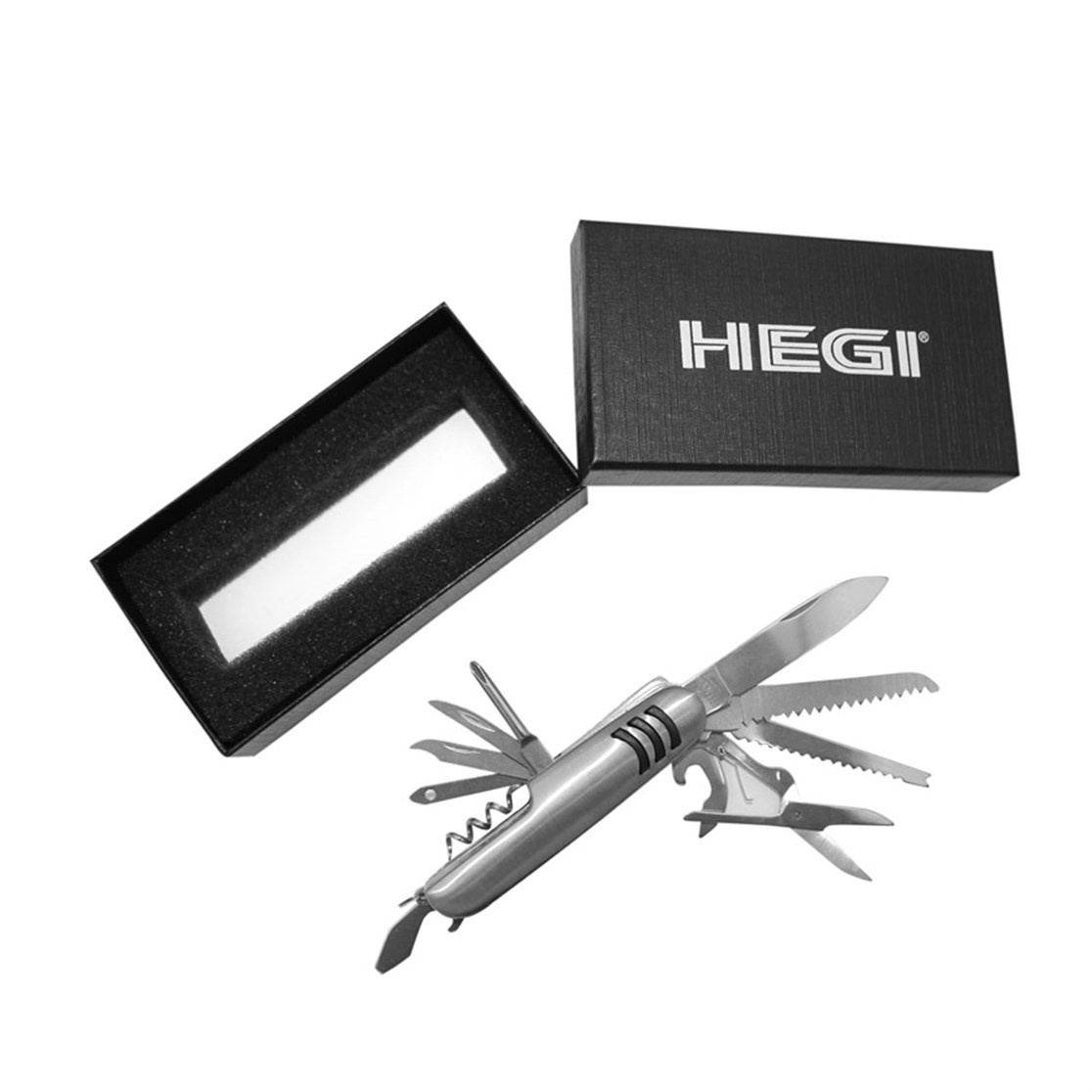 Hegi 11 Fonksiyonlu Krom(Paslanmaz) İsviçre Çakısı - AISI316 - Gümüş Gri