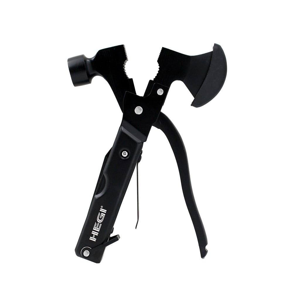 Hegi 18 Fonksiyonlu Paslanmaz Çelik Kamp Baltası ve Çekiç - Siyah