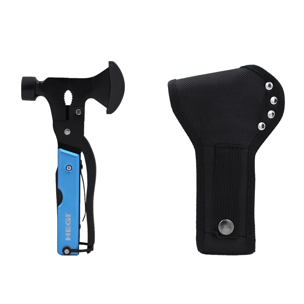 Hegi 18 Fonksiyonlu Paslanmaz Çelik Kamp Baltası ve Çekiç - Mavi