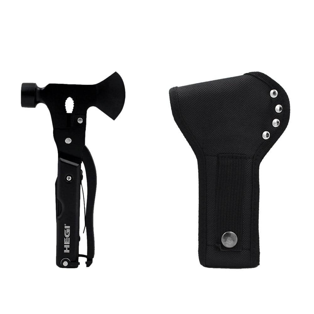 Hegi 18 Fonksiyonlu Paslanmaz Çelik Kamp Baltası ve Çekiç - Siyah