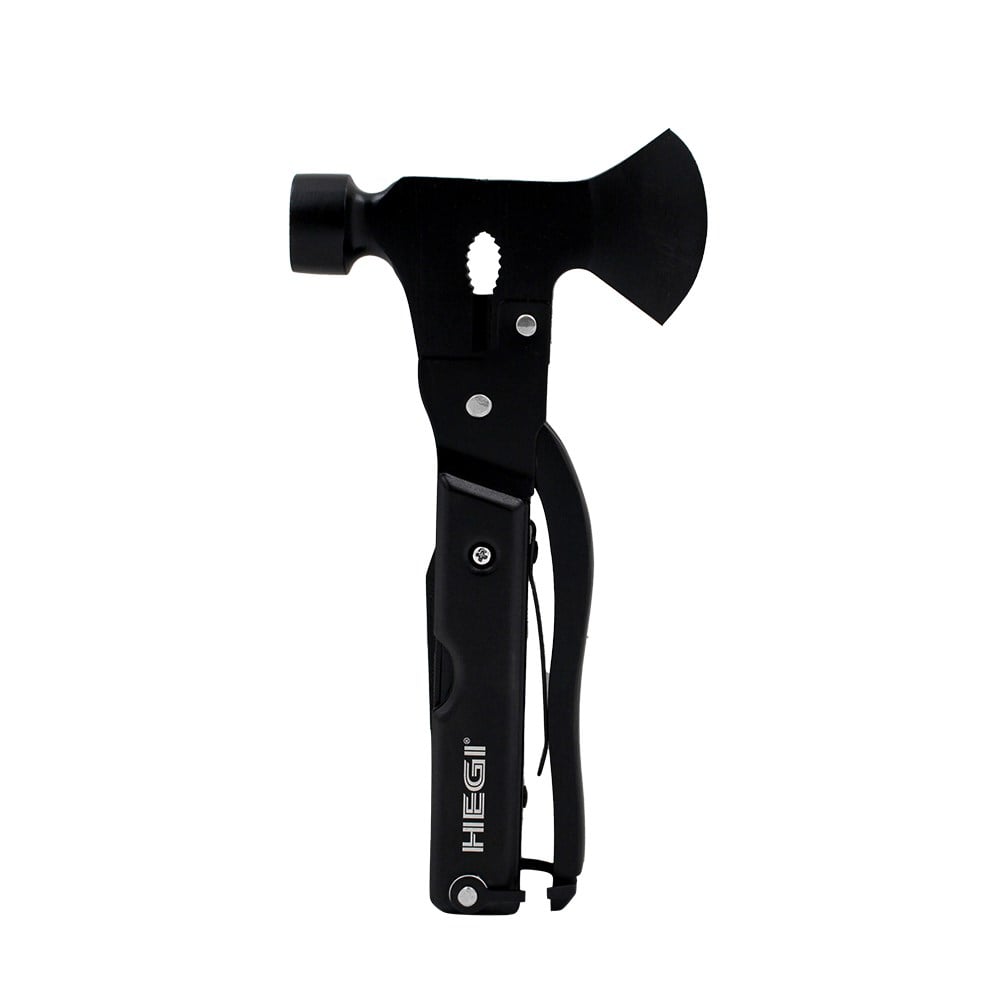 Hegi 18 Fonksiyonlu Paslanmaz Çelik Kamp Baltası ve Çekiç - Siyah