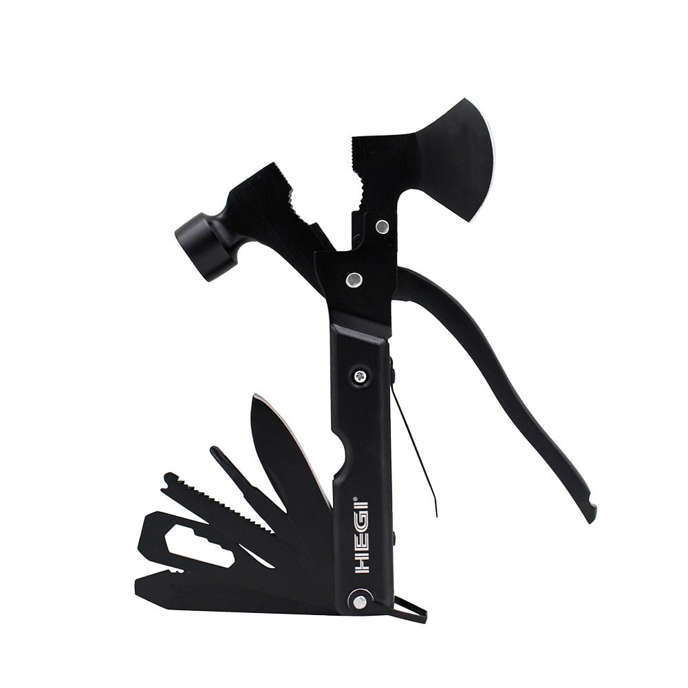 Hegi 18 Fonksiyonlu Paslanmaz Çelik Kamp Baltası ve Çekiç - Siyah