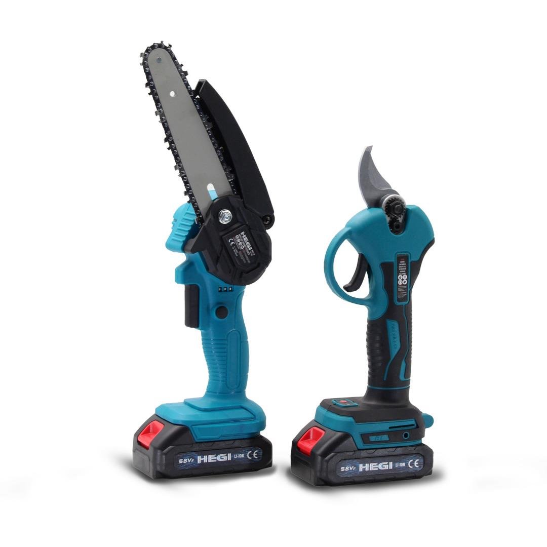 HEGI ÇİFT AKÜLÜ DAL BUDAMA TESTERESİ VE MAKASI SETİ