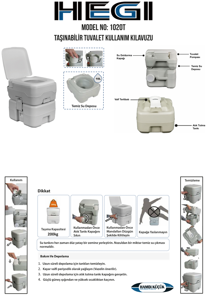 HEGI TAŞINABİLİR TEKNE VE KARAVAN TUVALETİ 20 LT