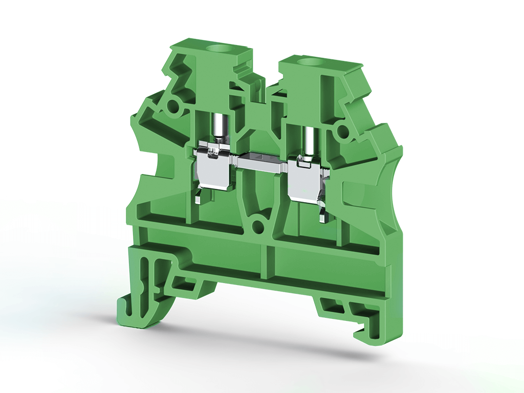 Klemsan 304202 AVK 2,5 RD Yeşil 2,5 mm², Vida bağlantılı, Tek katlı geçiş klemensi, Yalıtım Malzemesi PA