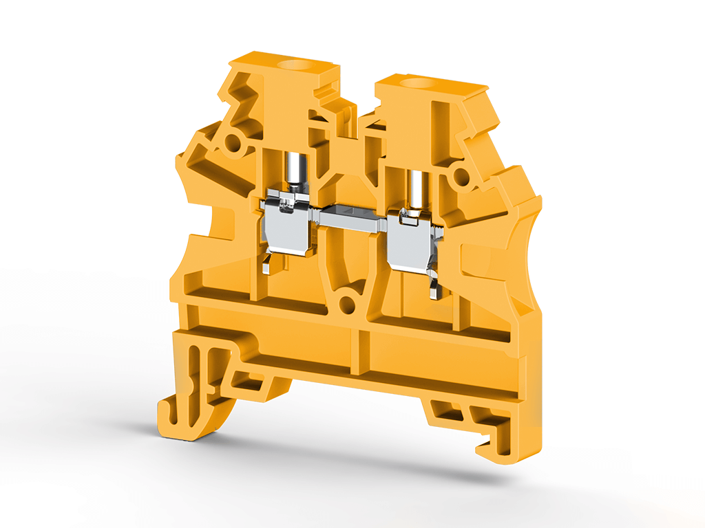 Klemsan 304203 AVK 2,5 RD 2,5 mm², Vida bağlantılı, Tek katlı geçiş klemensi, Yalıtım Malzemesi PA, Sarı