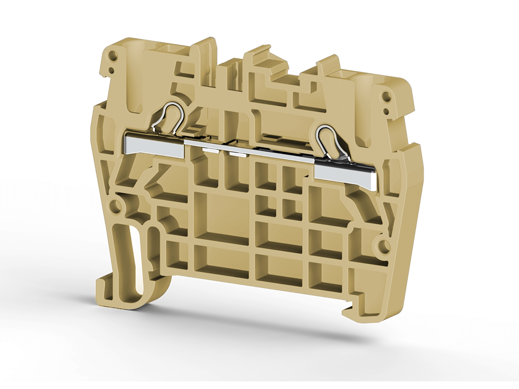 Klemsan 307100 PYK 2,5 Bej 2,5 mm², Pratik Yay bağlantılı, 1 giriş 1 çıkış geçiş klemensi, Yalıtım malzemesi PA