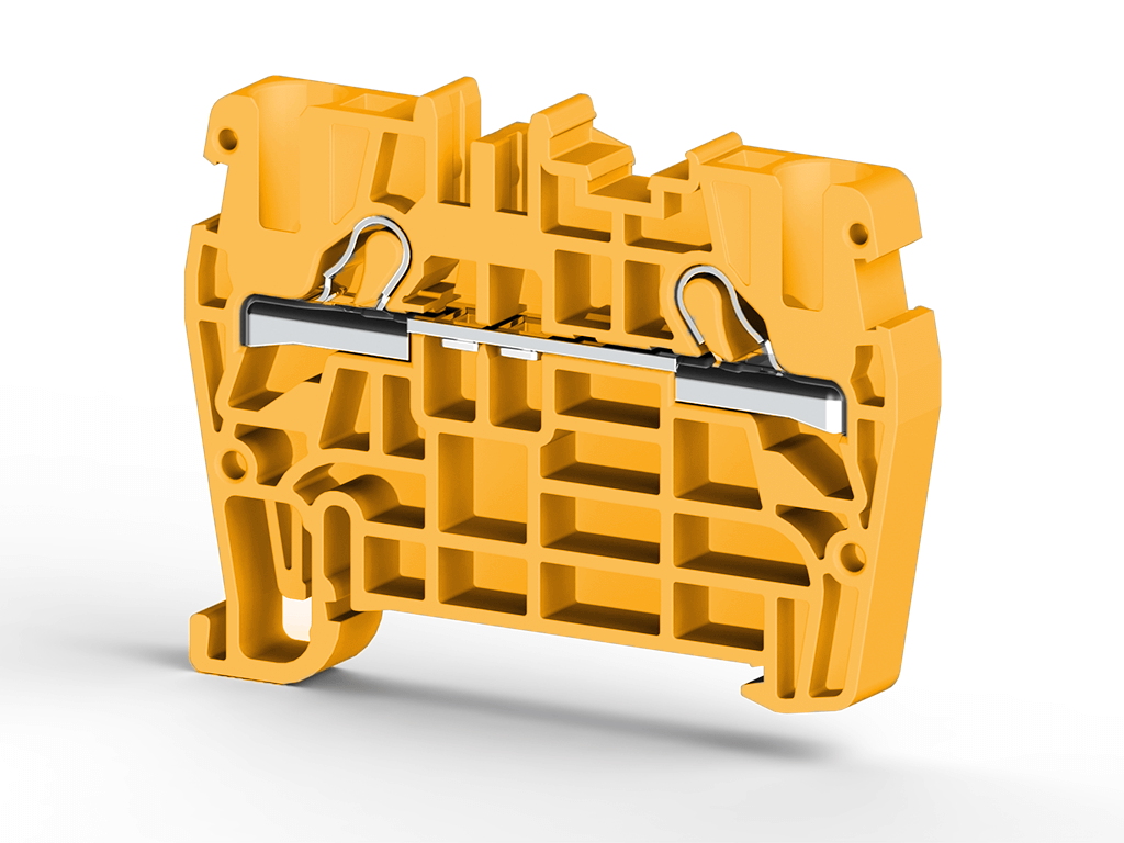 Klemsan 307113 PYK 4 Sarı  4mm2, Pratik Yay bağlantılı, 1 giriş 1 çıkış geçiş klemensi, Yalıtım malzemesi PA