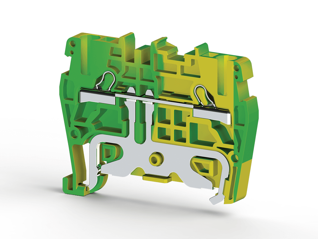 Klemsan 336500 PYK 2,5T Sarı - Yeşil 2,5mm², Yay bağlantılı, 2 iletkenli topraklama klemensi, Yalıtım malzemesi PA