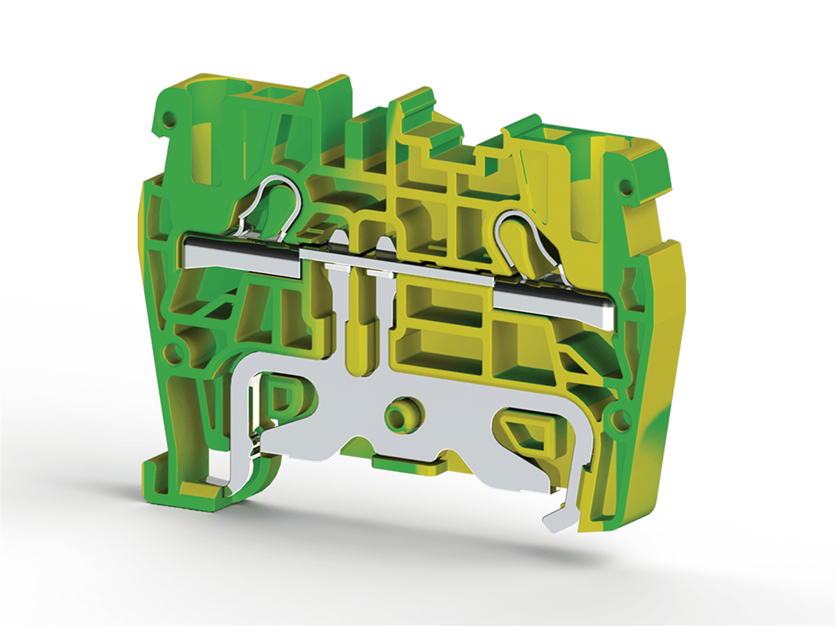 Klemsan 336510 PYK 4T 4mm2, Yay bağlantılı, 2 iletkenli topraklama klemensi, Yalıtım malzemesi PA, Sarı - Yeşil