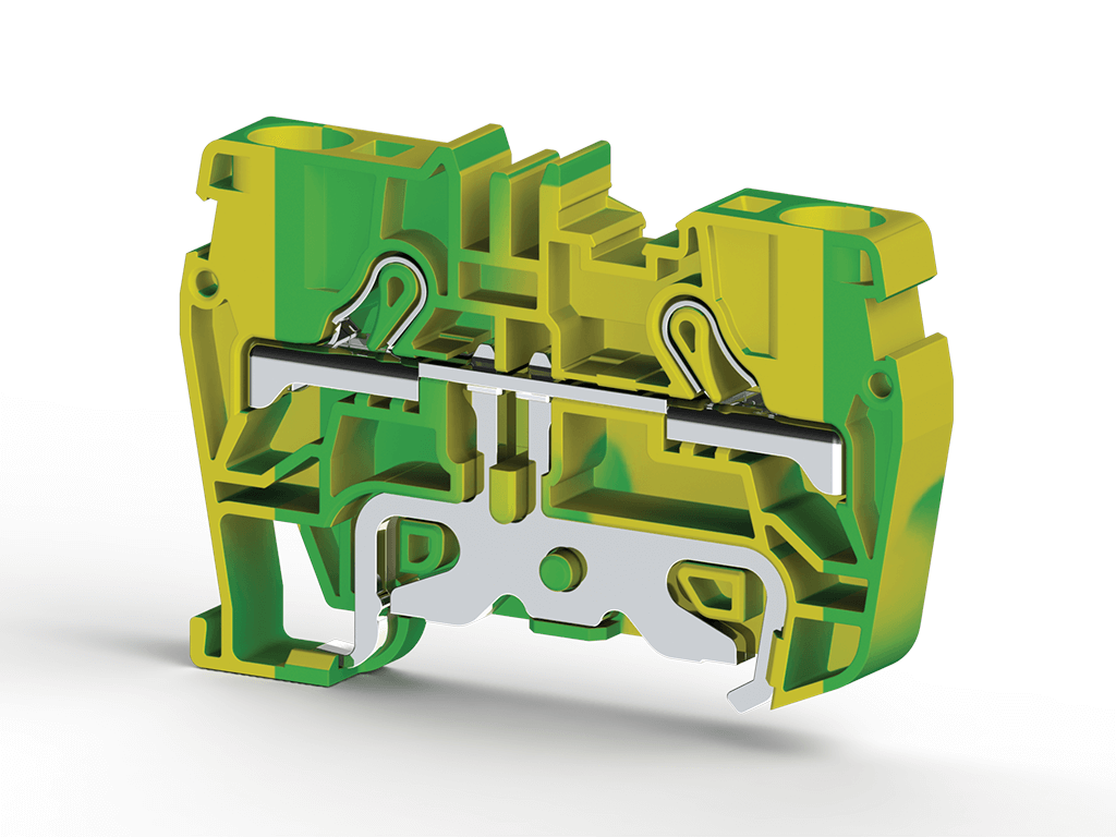 Klemsan 336520 PYK 6T Sarı Yeşil 6mm2, Yay bağlantılı, 2 iletkenli topraklama klemensi, Yalıtım malzemesi PA