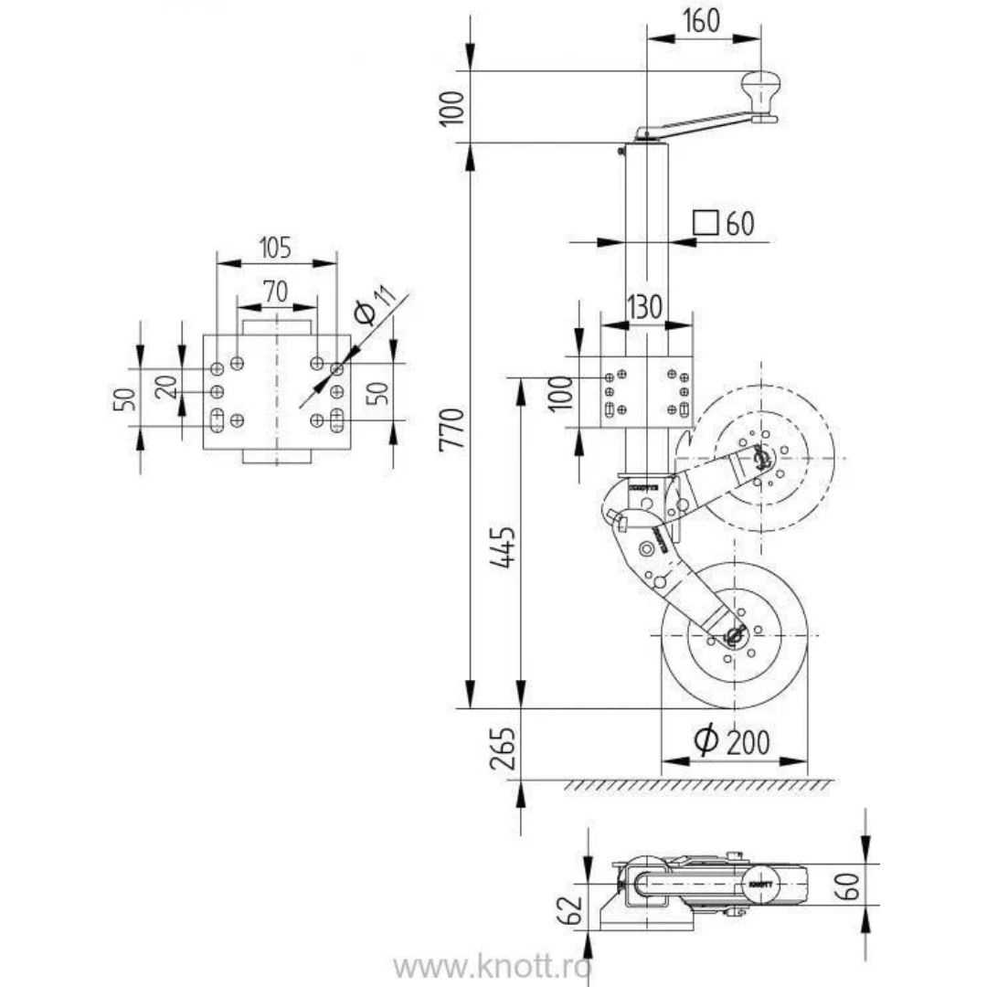 KNOTT 250 KG ÖN DESTEK TEKERİ