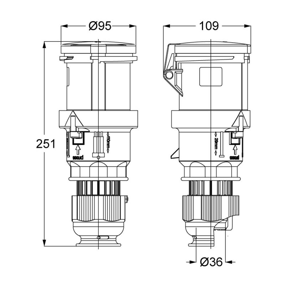 Mete 3X63A. IP44 Uzatma Prizi 2P+E