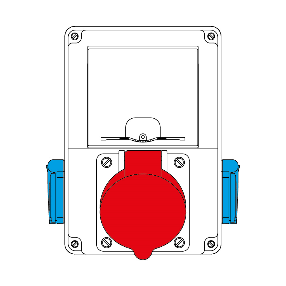Mete 71214605 140x210x114mm 1li Ön 406533 5x63 IP44 Eğik Makine Prizi 2li Yan 404016ST06 1x16 Pano Prizli Komb Kutusu