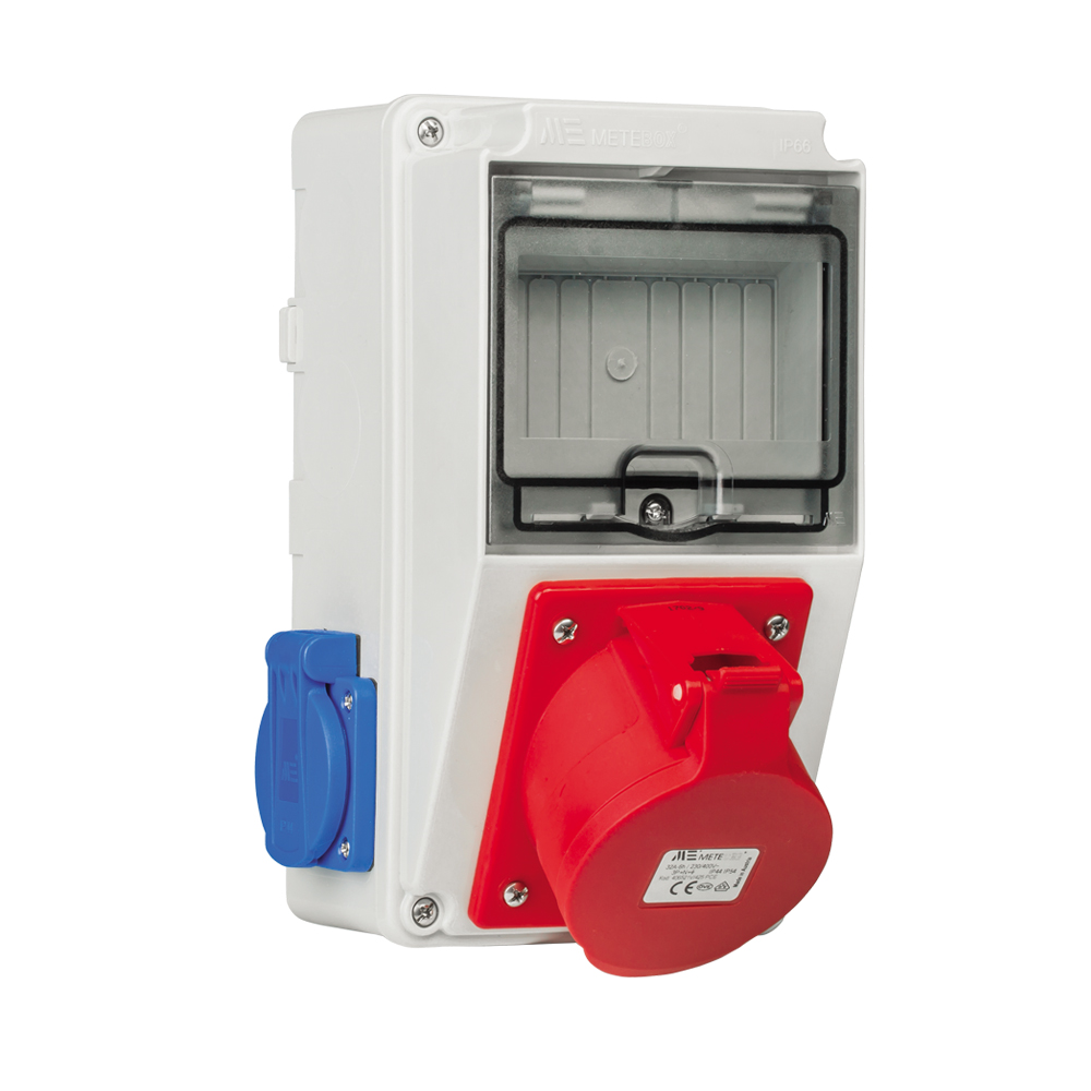 Mete 71214605 140x210x114mm 1li Ön 406533 5x63 IP44 Eğik Makine Prizi 2li Yan 404016ST06 1x16 Pano Prizli Komb Kutusu