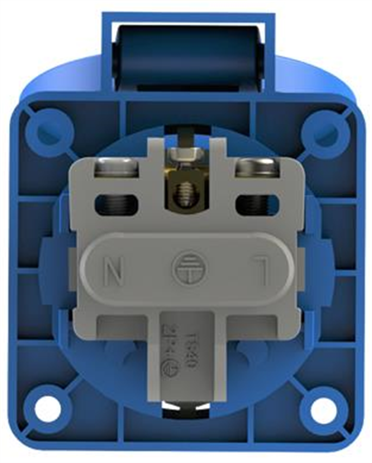 Nead 1x16A. Kapaklı Topraklı Pano Prizi Mavi