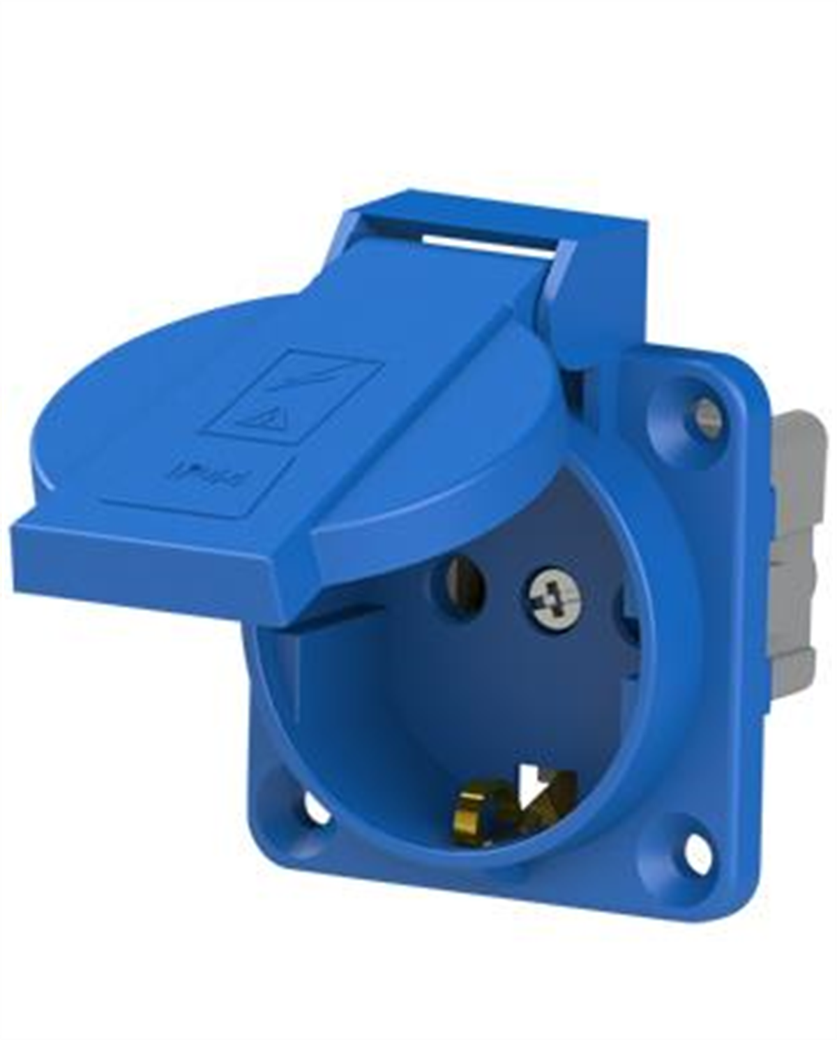 Nead 1x16A. Kapaklı Topraklı Pano Prizi Mavi