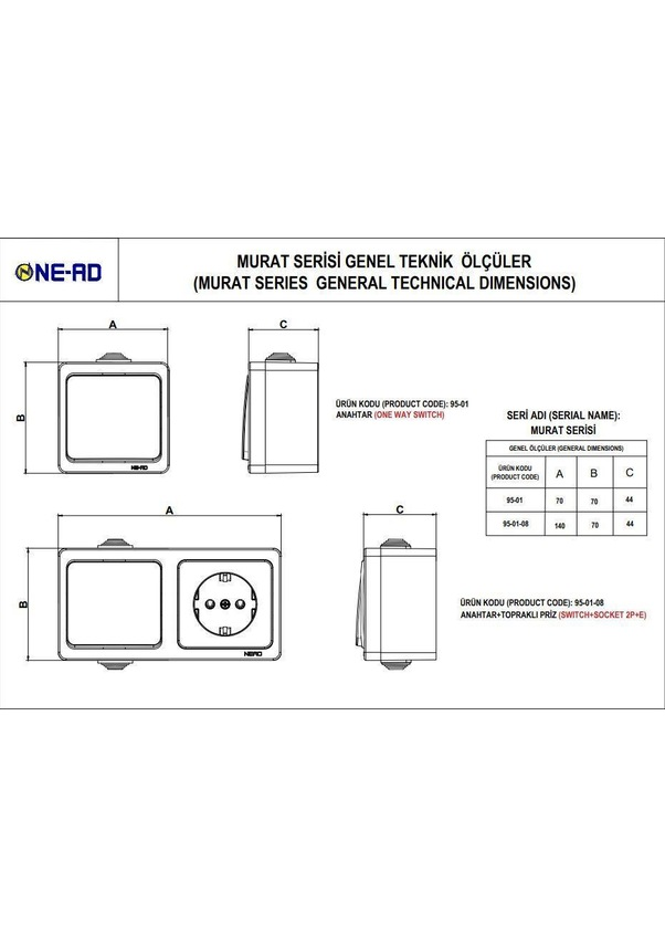 Nead Murat Anahtar+ Topraklı Priz Beyaz