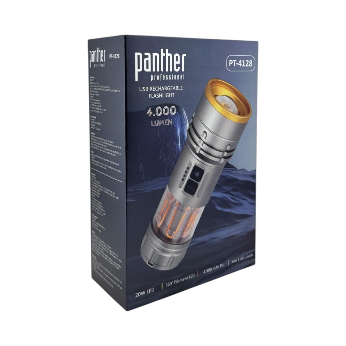 PANTHER PT-4128 USB ŞARJLI EL FENERİ