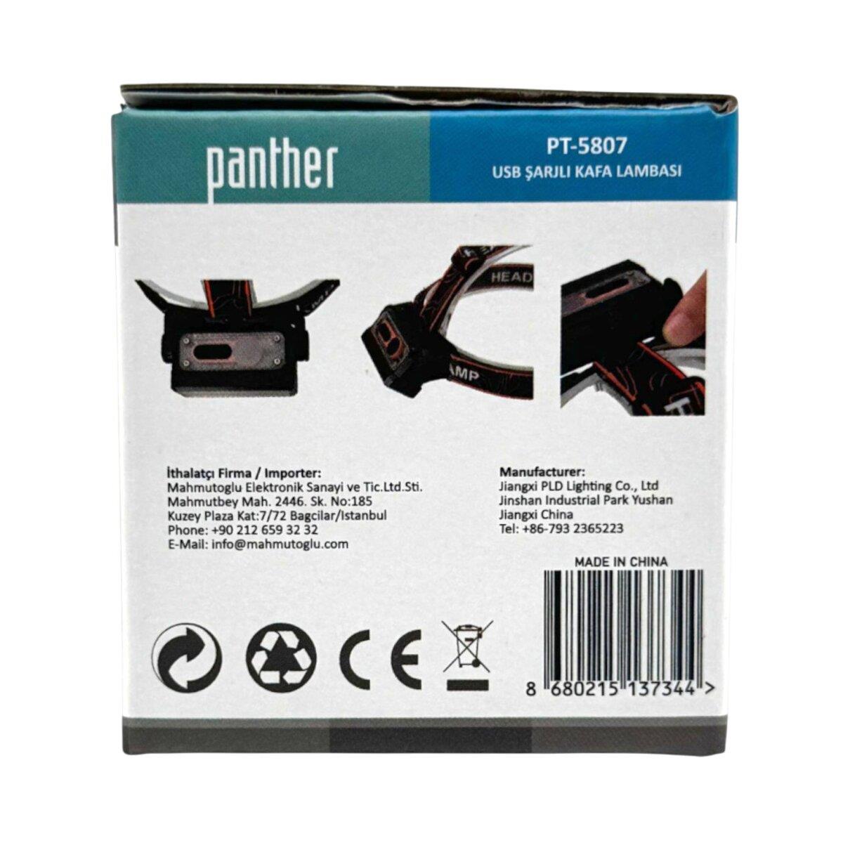 PANTHER PT-5807 USB ŞARJLI KAFA LAMBASI