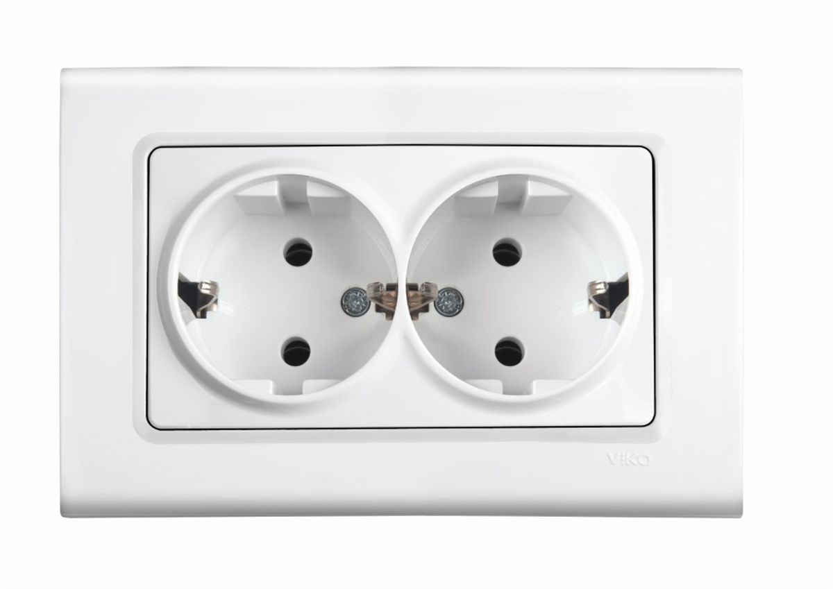 Viko Linnera/Rollina Beyaz İkili Topraklı Priz (Çerçeve Hariç)