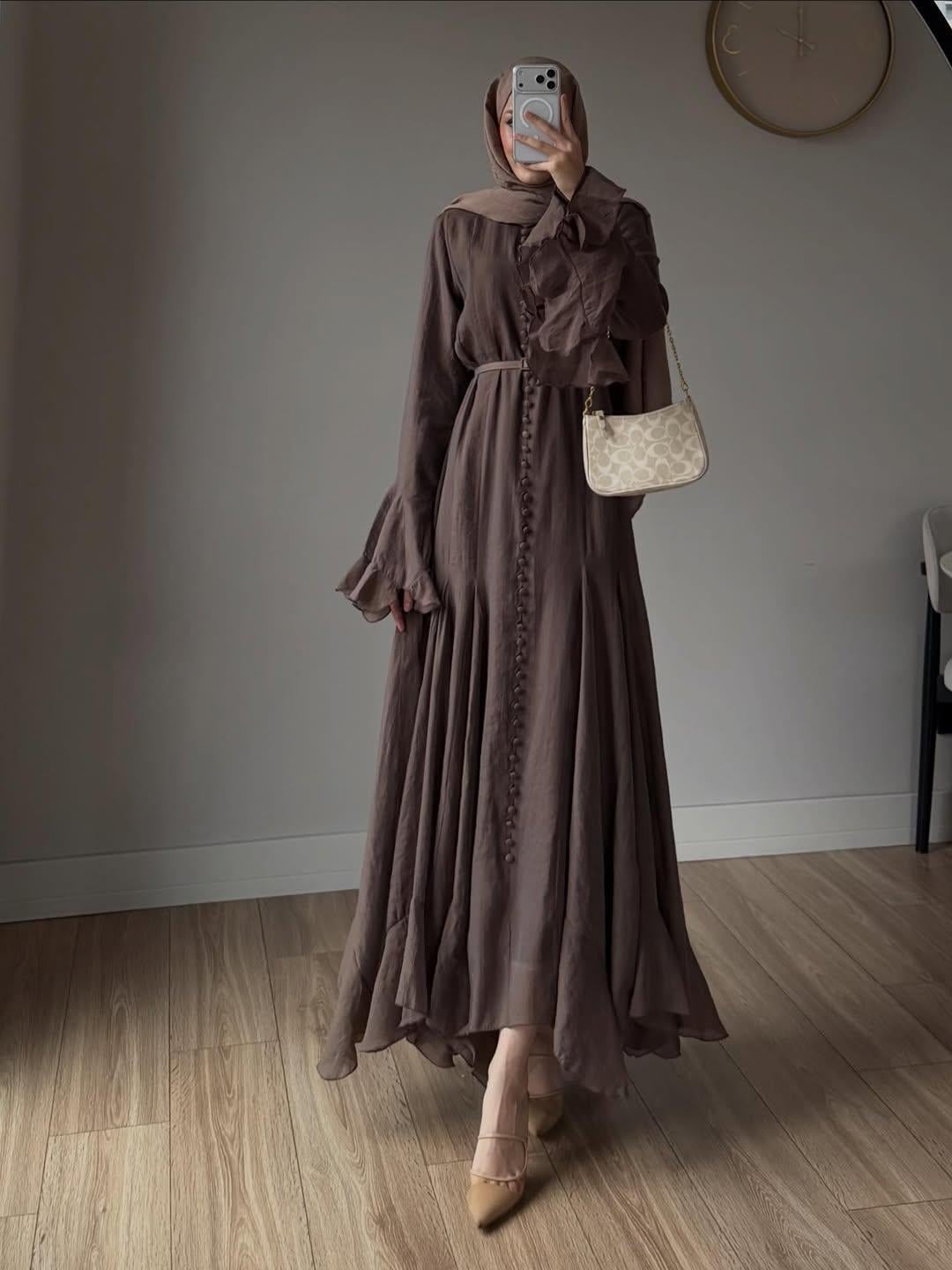 CASSANDRA ELBİSE KAHVE