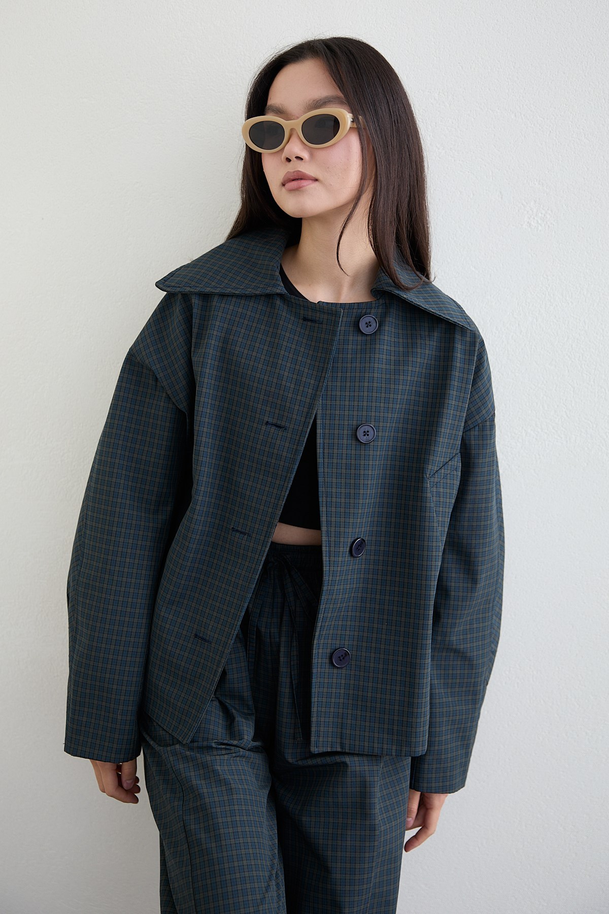 Ekose Bomber Ceket - LACİVERT