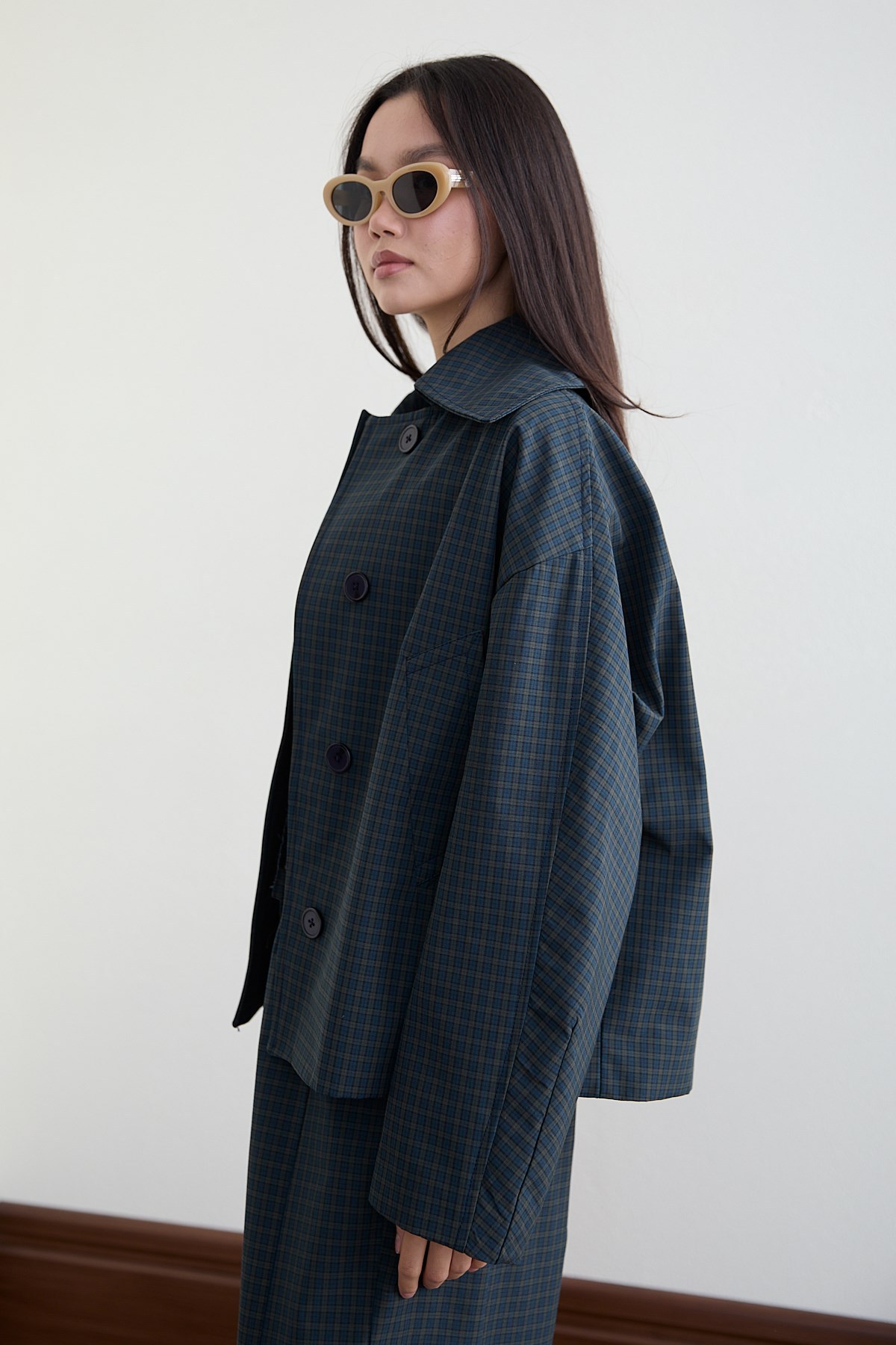 Ekose Bomber Ceket - LACİVERT