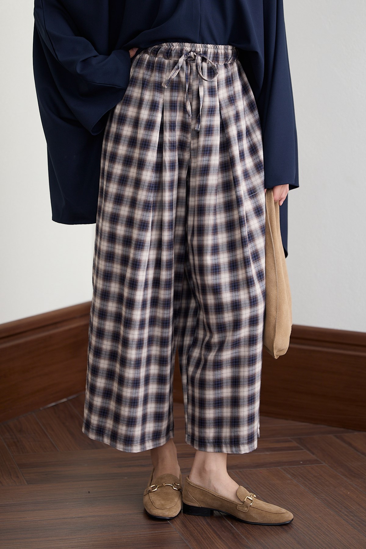 Ekose Pantolon - LACİVERT