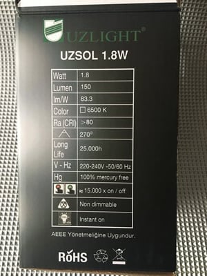 1.8W GÜNEŞ ENERJİLİ UZAKTAN KUMANDALI LED UZLİGHT 