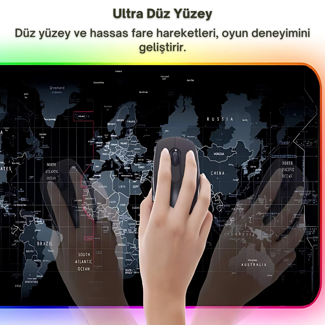 Dalong Dünya Haritalı LED Işıklı Mouse Pad (90x40 cm)