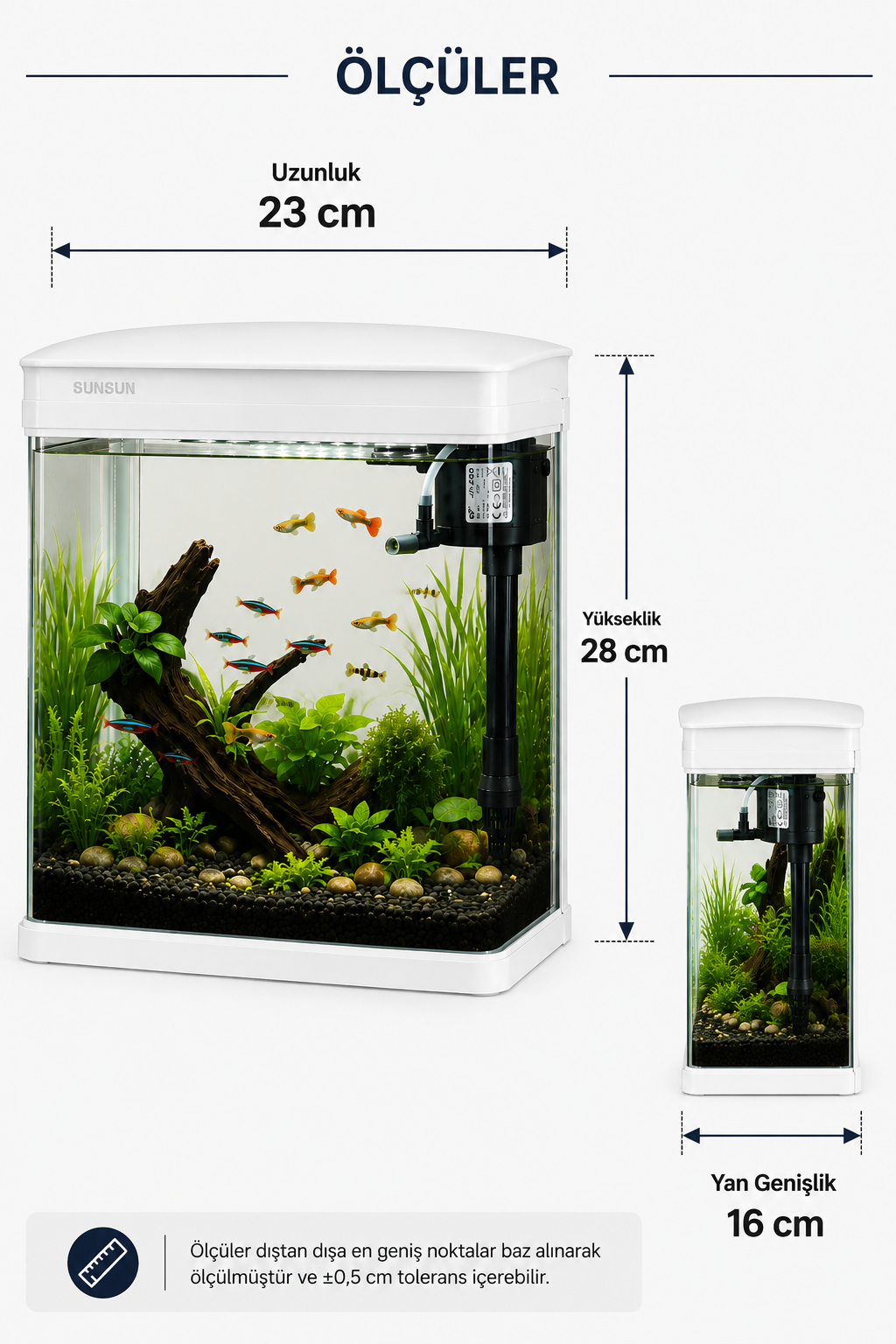 JR-230 Cam Akvaryum 7 Litre BEYAZ