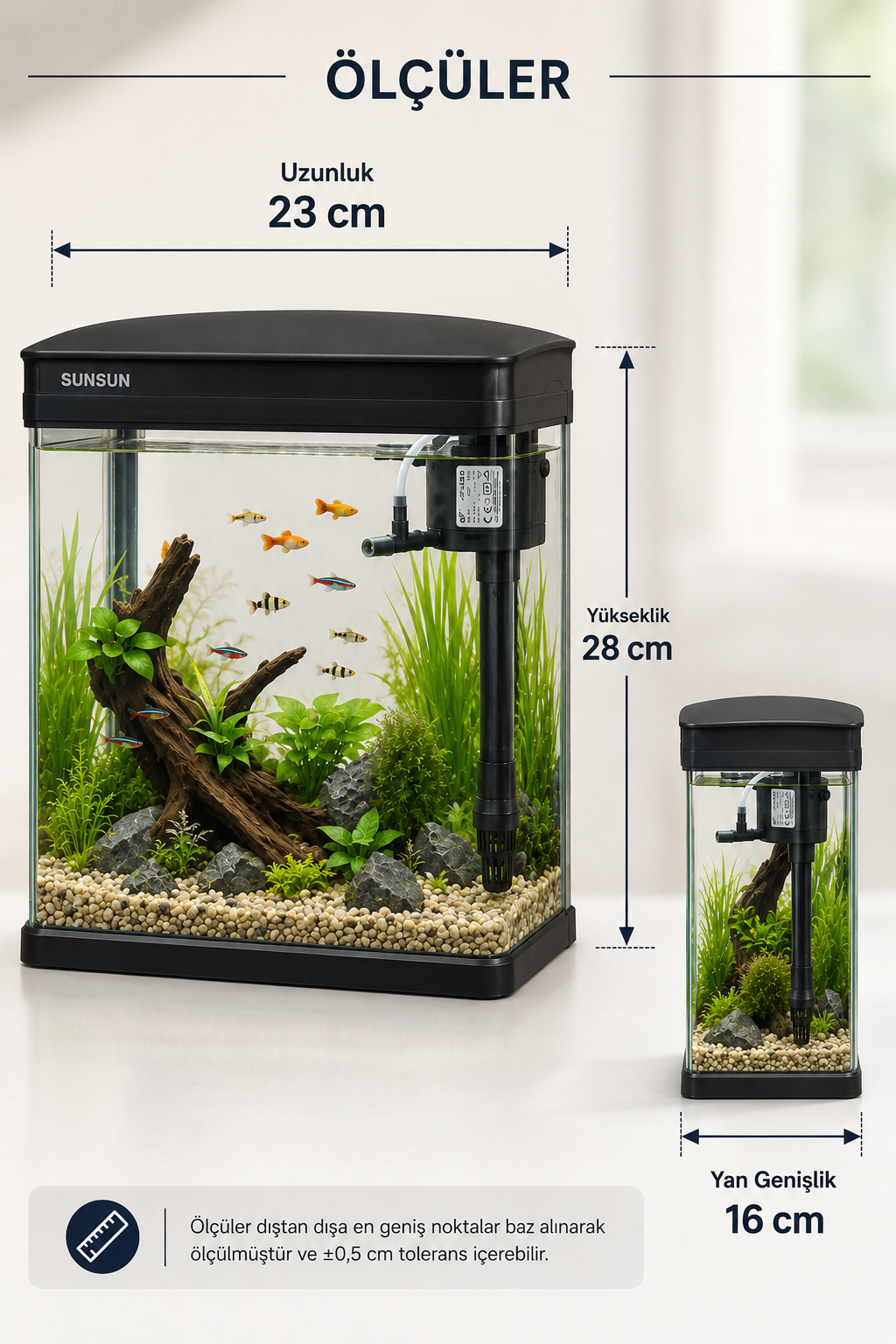 JR-230 Cam Akvaryum 7 Litre SİYAH