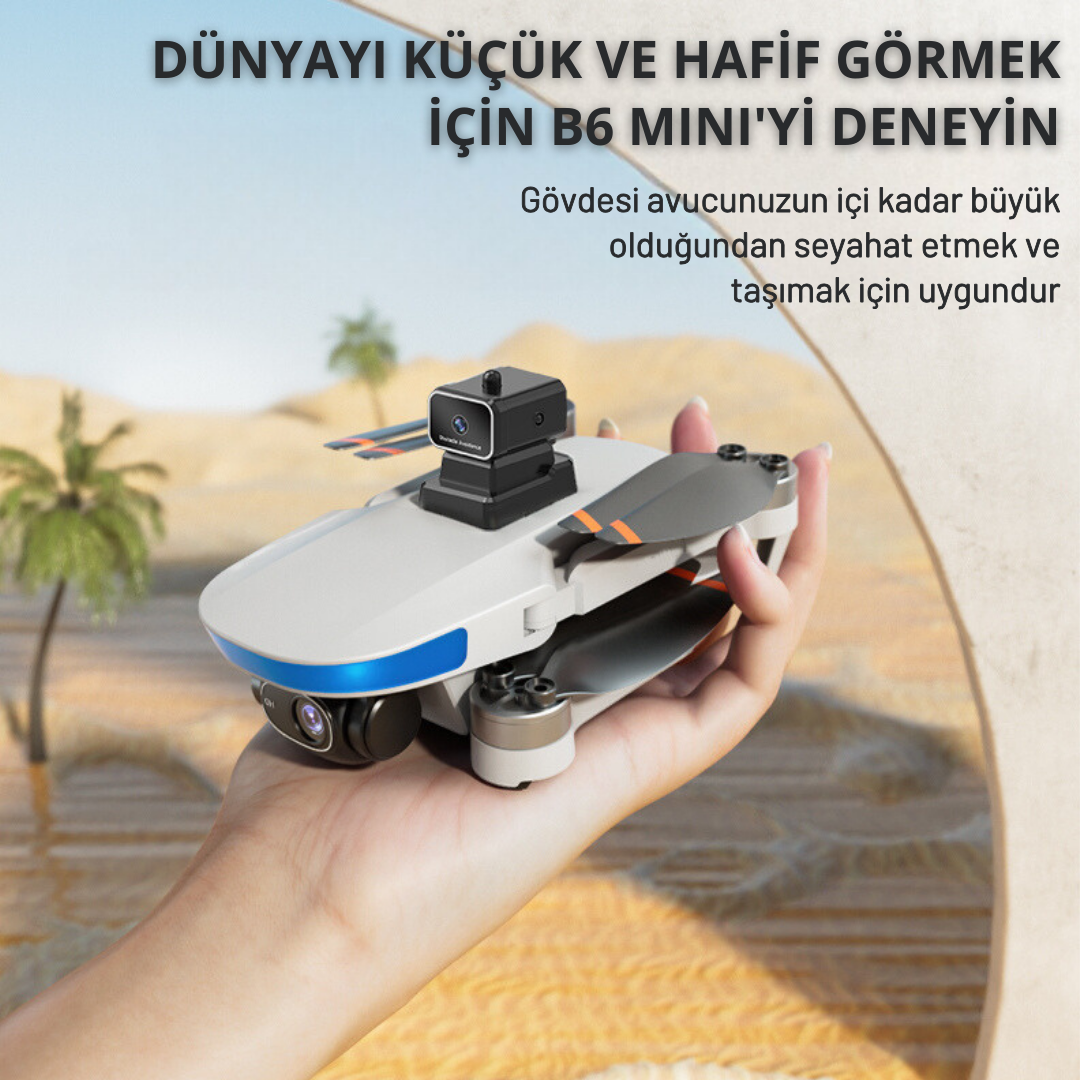 Piha B6 MiniDrone 2Batarya ile 30Dakika Uçuş Beni Takip Et Gps 1080p Hd Çift Kamera 5g Wı-fı Gimbal Kamera Engelden Kaçınma