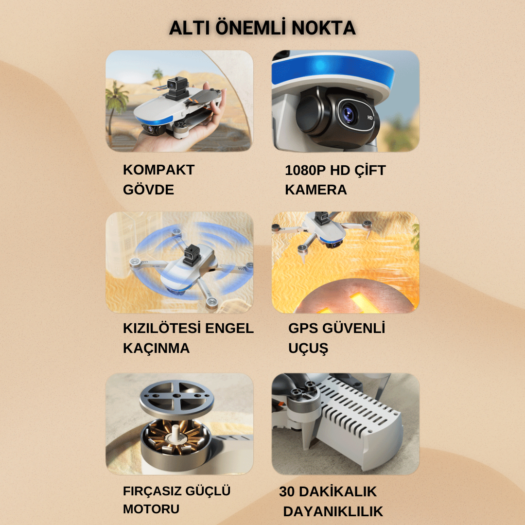 Piha B6 MiniDrone 2Batarya ile 30Dakika Uçuş Beni Takip Et Gps 1080p Hd Çift Kamera 5g Wı-fı Gimbal Kamera Engelden Kaçınma