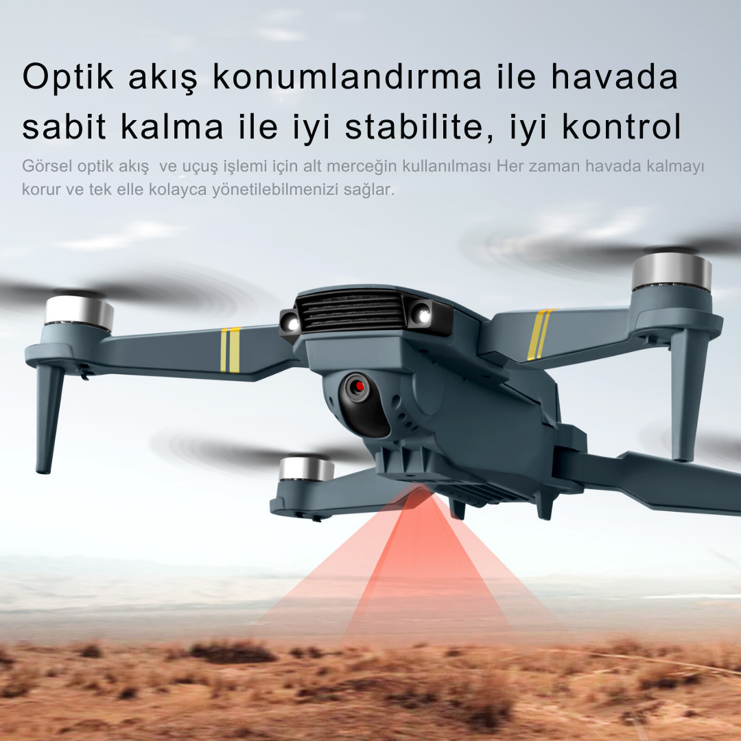 Piha E58 DRONE yeni FIRÇASIZ MOTOR 2BATARYA İLE 30DAKİKA UÇUŞ SÜRESİ Hd 720p Çift Kameralı Taşıma Çantalı