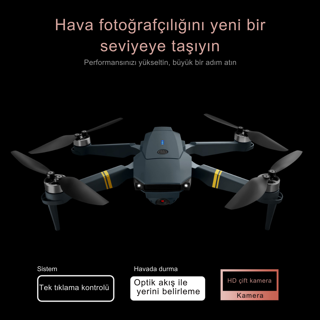 Piha E58 DRONE yeni FIRÇASIZ MOTOR 2BATARYA İLE 30DAKİKA UÇUŞ SÜRESİ Hd 720p Çift Kameralı Taşıma Çantalı