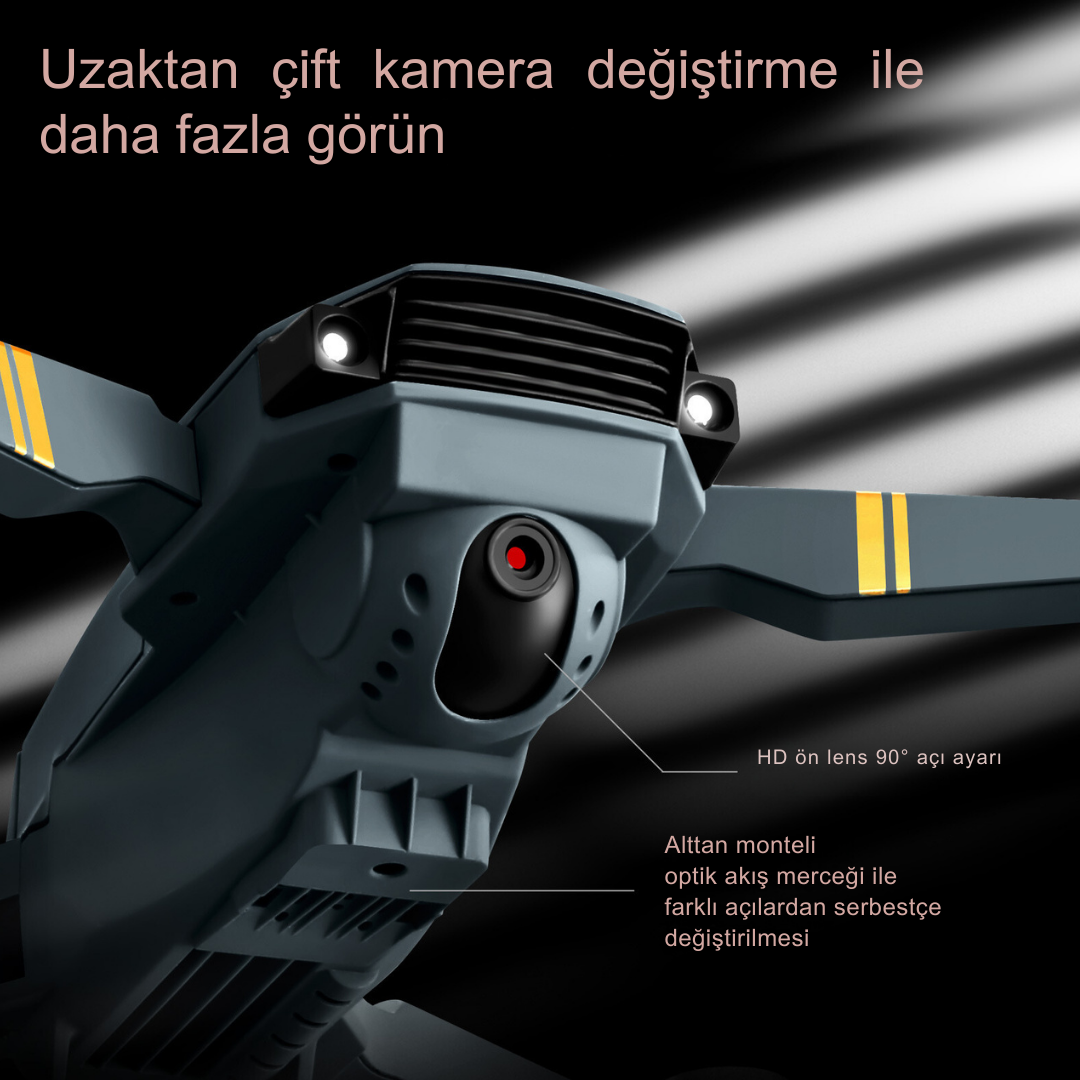 Piha E58 DRONE yeni FIRÇASIZ MOTOR 2BATARYA İLE 30DAKİKA UÇUŞ SÜRESİ Hd 720p Çift Kameralı Taşıma Çantalı