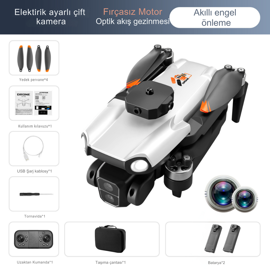 S119 DRONE FIRÇASIZ MOTOR 2BATARYA & 20DAKİKA UÇUŞ 1080P HD Kamera ENGELDEN KAÇINMA