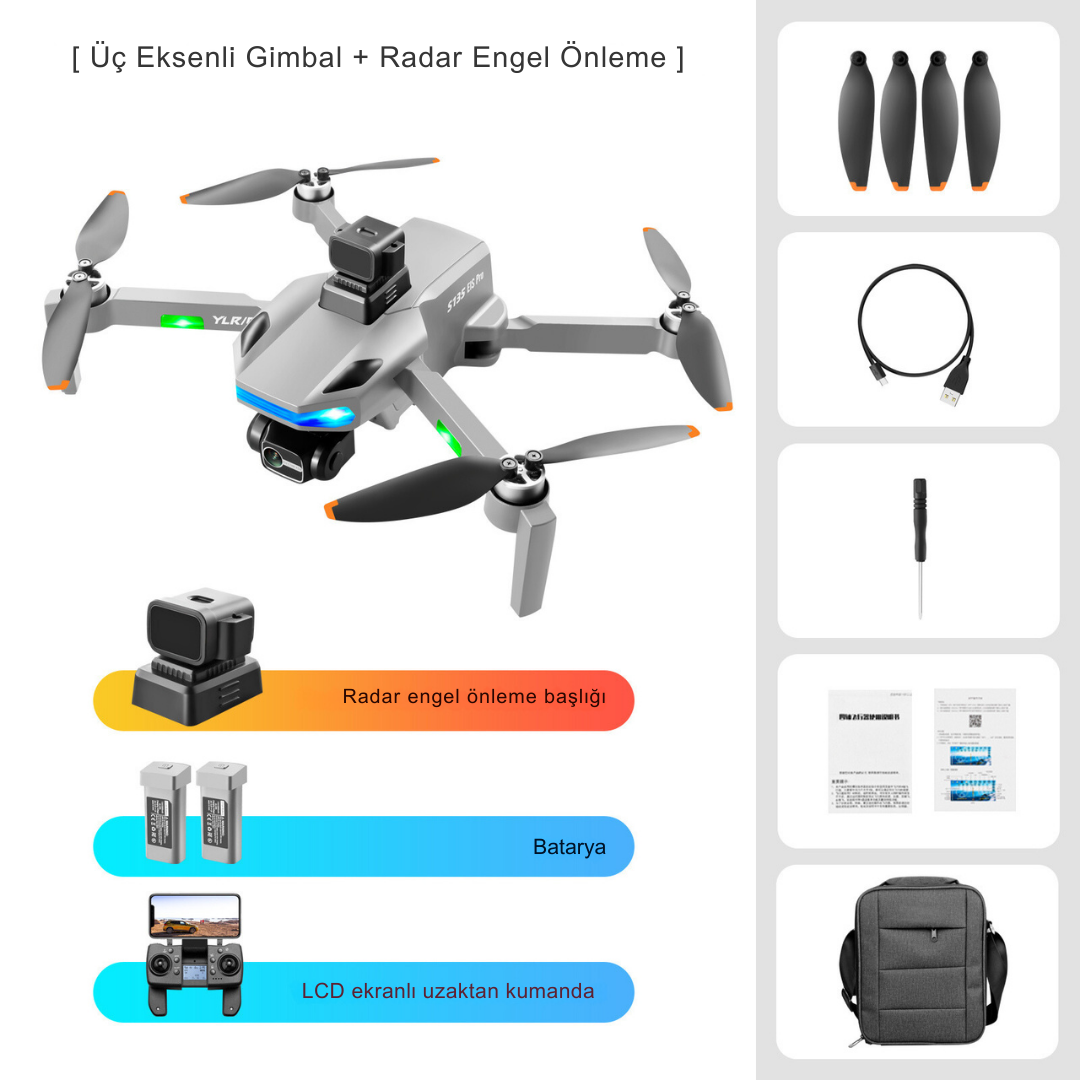 S135Pro Drone GPS 4K Hd Çift Kamera 2 Batarya ile 40 Dakika Uçuş Süresi Engelden Kaçınma Ve BENİ TAKİP ET modu