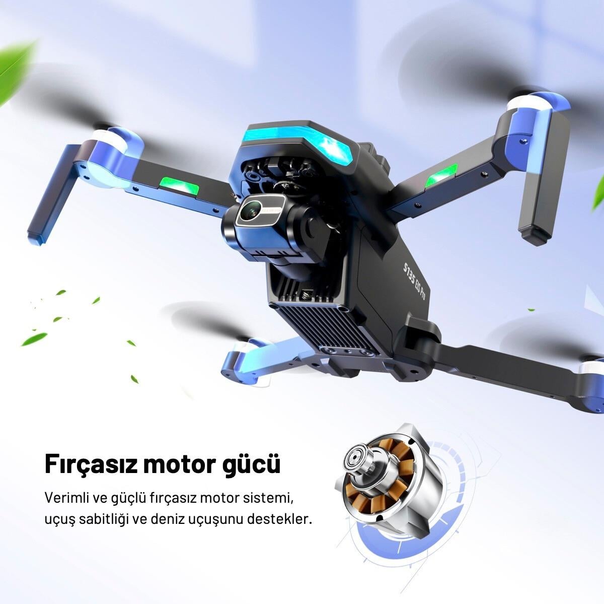 S135Pro Drone GPS 4K Hd Çift Kamera 2 Batarya ile 40 Dakika Uçuş Süresi Engelden Kaçınma Ve BENİ TAKİP ET modu